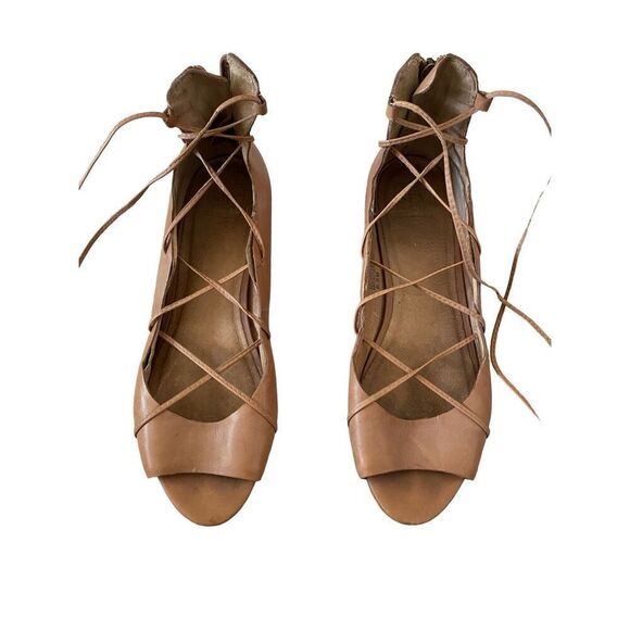 SEY Collection 8.5B Lace Up Flats Leather Strappy Boho Sandals Summer Beach Coas - Picture 1 of 13